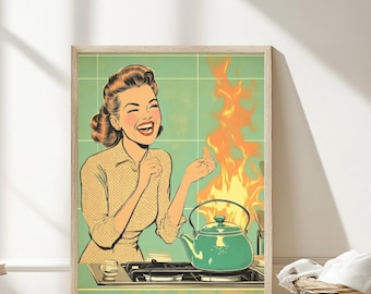 Retro Baking Art Print: Funny Kitchen Cafe Decor (Digital Download)