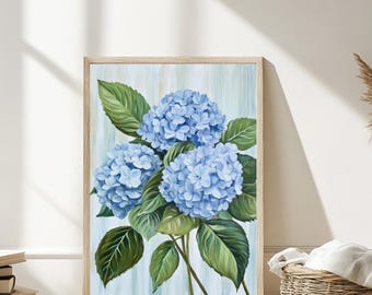 Vintage Hydrangea Wall Art Print: Cottagecore Floral Decor (Digital Download)