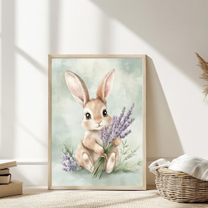 Nursery wall art bunny, pink nursery decor, Nursery decor girl bunny, bunny print nursery girl, rabbit nursery, rabbit print nursery