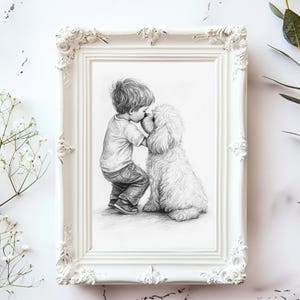 Póster de Goldendoodle con arte de pared para niño con perro, decoración para habitación de bebé, obra de arte imprimible para cachorros, impresión digital de perro para niños