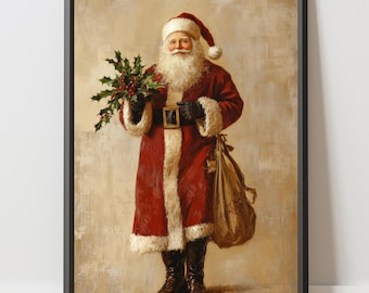 Santa Claus Print: Moody Vintage Style Nostalgic Classical Christmas Wall Art (Digital Download)