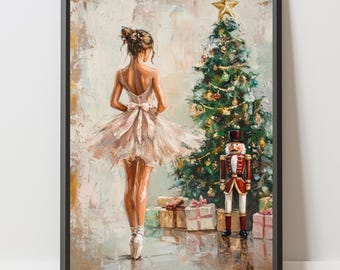 Nutcracker Ballerina Print: Vintage Christmas Wall Art Cozy Holiday Decor (Digital Download)