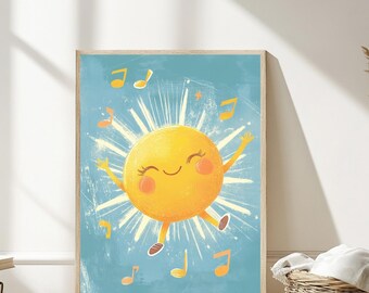 Sunshine Nursery Art Print: Happy Sun Illustration (Digital Download)