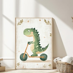 Dinosaur Wall Art Kids Room Decor Nursery Poster Colorful Print Toddler Decor Digital Download Animal Print Boys Room Art Whimsical Style