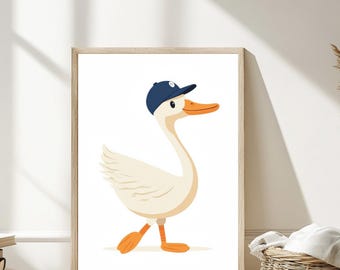 Silly Goose Nursery Print: Cottagecore Farm Animal Wall Art (Digital Download)
