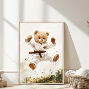 Teddy Bear Karate Nursery Art digital download nursery printable sport wall decor baby shower gift baby animal kids room playroom print