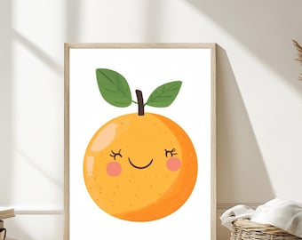 Smiling Orange Nursery Print: Playroom Wall Art (Digital Download)