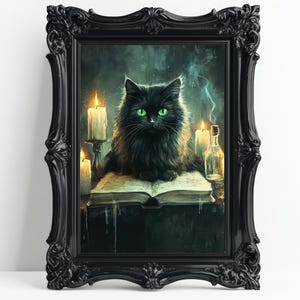 Halloween Cat Print: Witchy Black Cat Gothic Wall Art (Digital Download