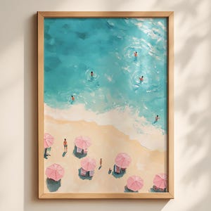 Retro Küsten Strand Malerei: Pastell Rosa Meer Gemälde Girly Wohnung Wand Dekor (Digitaler Download)