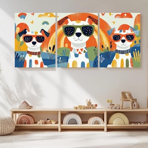 Bunter Hund Portrait Druck: Kinderzimmer Wandbild (Digitaler Download)