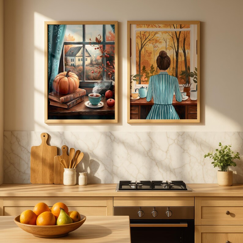 This Fall Tone Village Wall Art Set of 8 captures the warmth of autumn villages, cozy pumpkin details, and rustic seasonal streets. Each print features soft fall tones, autumn foliage, and charming scenes that bring a welcoming and nostalgic atmosphere into any space.

Perfect as Cozy Autumn Wall Art, Harvest Season Decor, Thanksgiving Wall Art, Rustic Fall Home Decor, and Autumn Village Scene Prints, this set is ideal for living rooms, kitchens, or entryways.