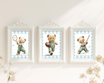Vintage Teddy Bear Sports Nursery Art Prints: Golf Theme (Digital Download)