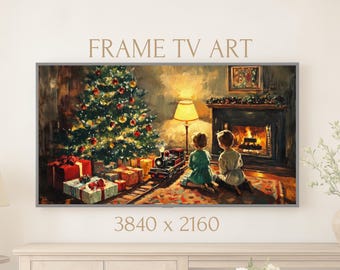 レトロなクリスマスTVアート：ヴィンテージ風景の季節のフレーム装飾