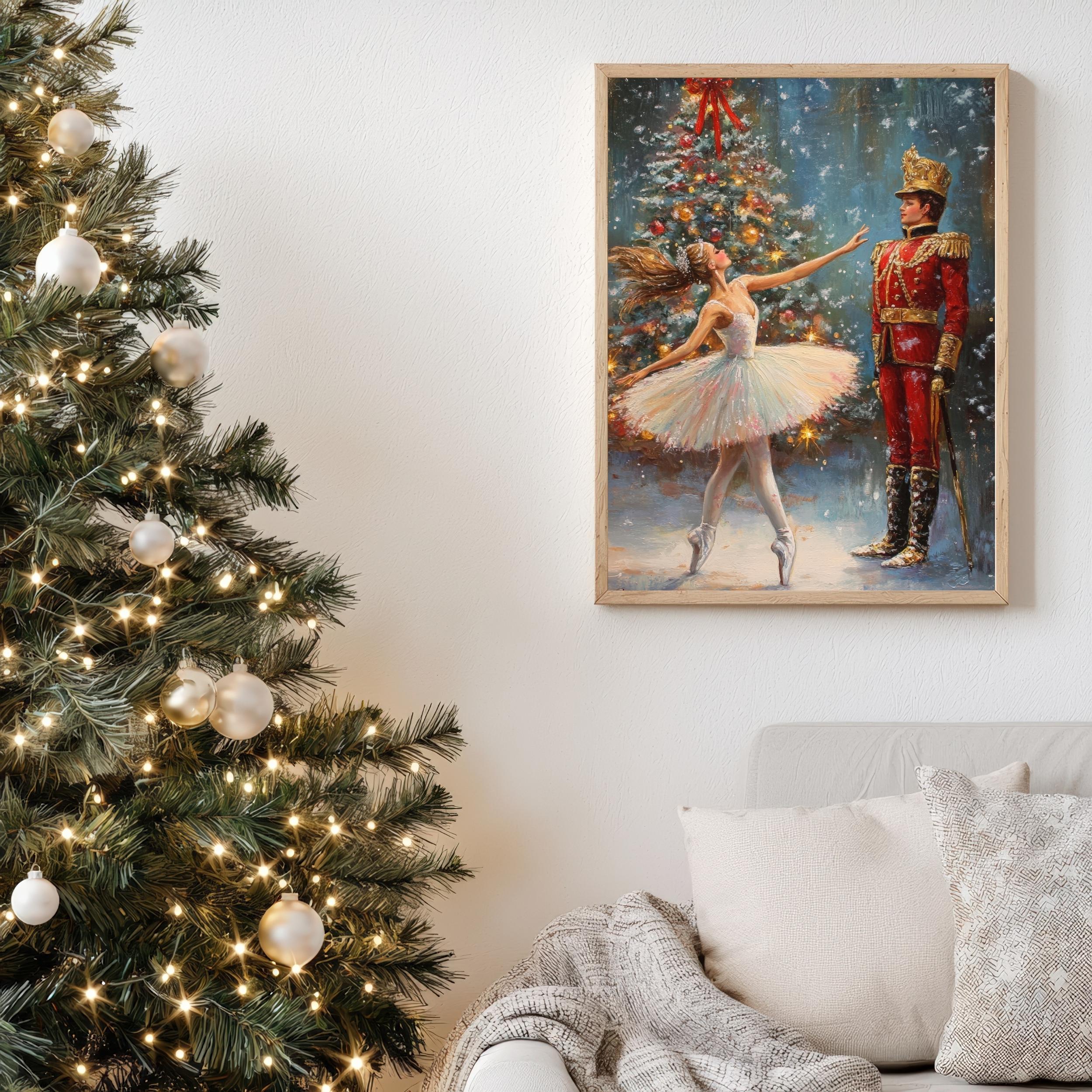 くるみ割り人形のバレエ クリスマスアート：クリスマスツリーのそばの