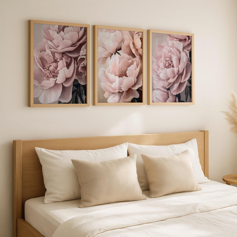 Peony Prints Set of 3: Abstract Pink Pastel Flowers (digital Download ...