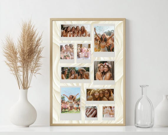 Personalized Photo Collage Art Print: Retro Polaroid Wall Decor