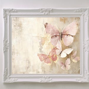 Butterfly Wall Art Printable Pink Nursery Decor Vintage Pastel Artwork Teen Girl Room Aesthetic Bedroom Digital Download Poster