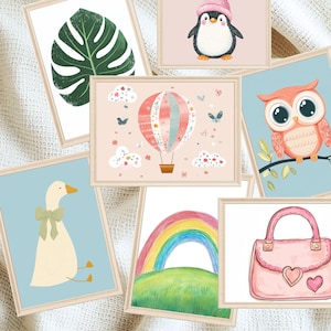 Bundle Kids Prints Girl Set of 90 Pink Nursery Wall Art Prints