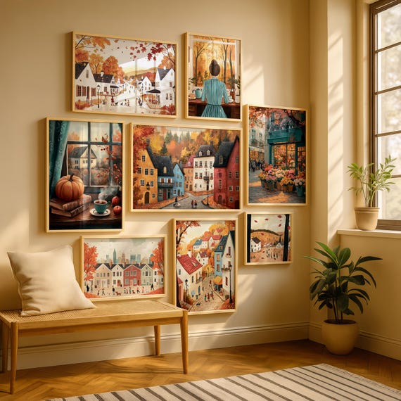Thanksgiving Gallery Wall Set of 8: Fall Printable Art Autumn Wall Decor (Digital Download