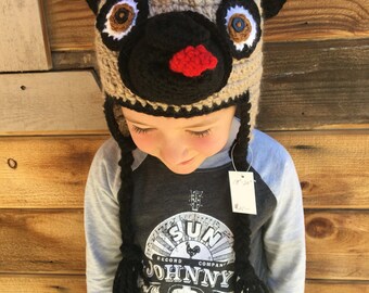 Pug hat, Crochet Pug hat, crochet pug beanie