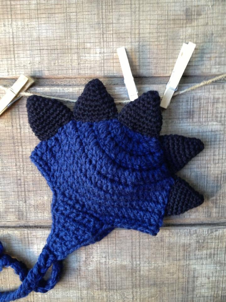 Dinosaur Mohawk Blue and Black Crochet Hat - Etsy display picture 2