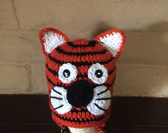 Tiger Crochet Hat Tony the Tiger Roarr Earflaps Baby, Toddler, Child, Teen Crochet Hat