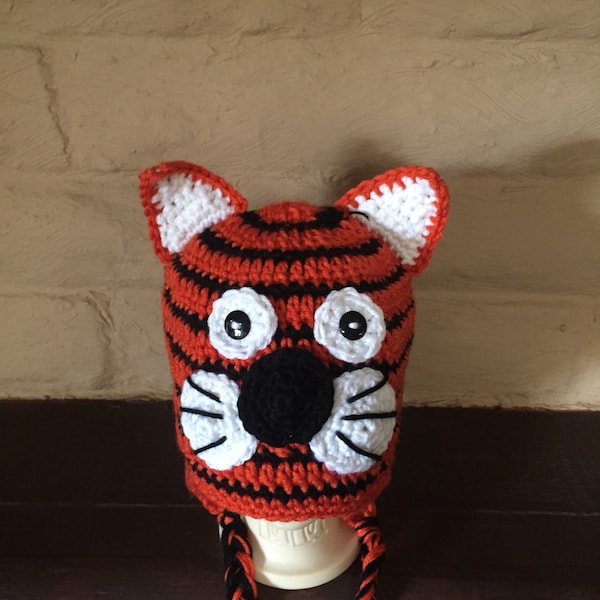 Tiger Crochet Hat Tony the Tiger Roarr Earflaps Baby, Toddler, Child, Teen Crochet Hat