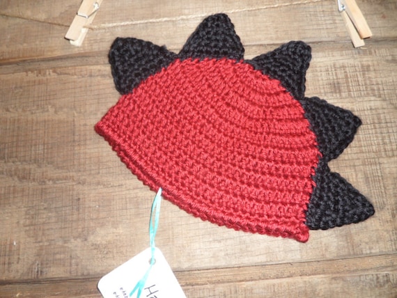 Handmade Dinosaur Crochet Mohawk Hat Crochet Dinosaur Cat Hat: Spiked Mohawk Costume, Photo Prop  main image 3