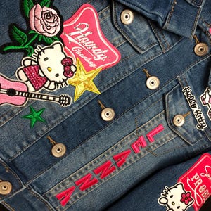 Girls&#39; Personalized Patched Denim Jacket: Custom Kids&#39; Name, Cowgirl Style