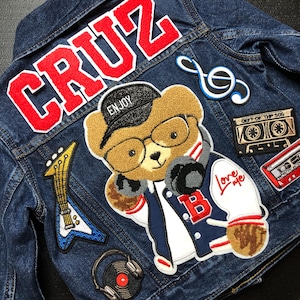 Boys Personalized Jacket, Boys Jacket, Boys Gifts, Patched Jacket, Kids Denim Jacket, Boys Jean Jacket, Kids Personalized Jacket, Kids Denim