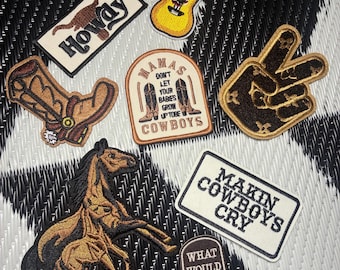 Cowboy/Cowgirl Iron on Patches, Brown Cowboy/ Cowgirl Patches