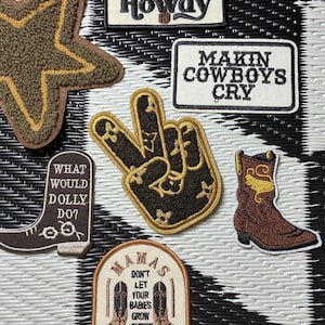 Cowboy/Cowgirl Iron on Patches, Brown Cowboy/ Cowgirl Patches