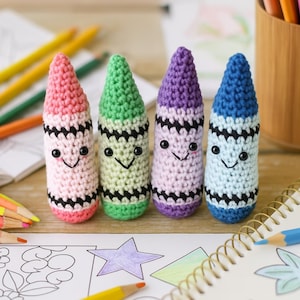 Patrón de crayón de crochet en PDF: tutorial fácil de amigurumi para principiantes, tutoriales de decoración del hogar DIY, regalos para la vuelta al cole