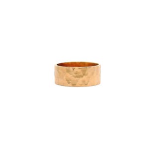 14k Solid Gold Hammered Wide Band Ring – Handmade Textured Wedding Band for Men or Women, 5.2g