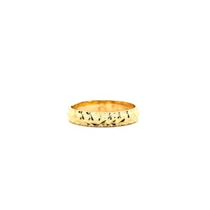 14k Solid Gold Starburst Pattern Band Ring – Handcrafted Yellow Gold Wedding Ring, Unisex Gold Jewelry