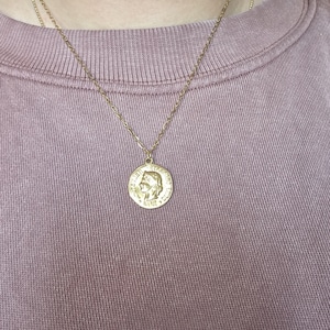 Gold-plated stainless steel chain with a coin pendant