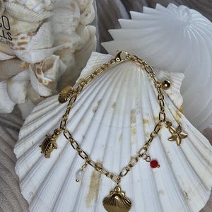 Gold-plated stainless steel charm bracelet