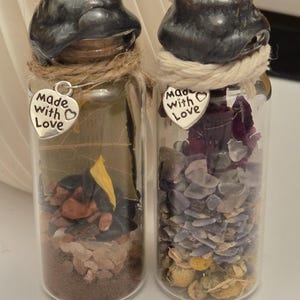 Vial Mágico – Frasco Hechizo de abundancia, protección, amor y energía intuitiva, piedras naturales y plantas