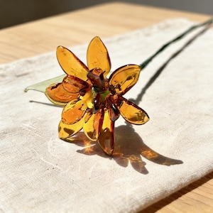 Handgefertigte Glas Ringelblume Oktober Geburtsblumengeschenk, 20 cm
