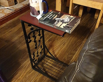 Leaf-Style C-Shaped Coffee Side Table with Storage Shelf – Sofa End Table for Living Room, Bedroom or Office