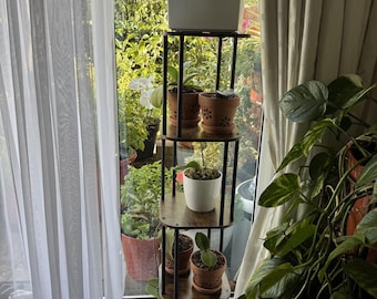 Tall 5-Tier Corner Plant Stand, Metal & Wood Flower Shelf for Indoor Plants – Modern Home Garden Gift