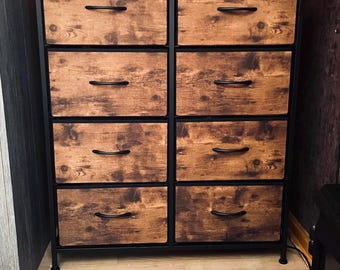 8-Drawer Dresser with Wood Top & Steel Frame, Fabric Storage Cabinet for Bedroom, Closet, or Living Room