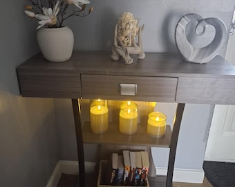 T-Shaped Console Table with Drawer & Shelves – Wooden Hallway Sofa Table, Entryway Storage Accent for Living Room or Bedroom