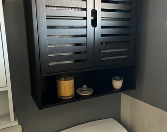 Bamboo Bathroom Wall Cabinet – 2 Door Over Toilet Storage with Adjustable Shelf, Wall Mounted Cupboard, Eco Home Gift