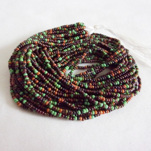 Destash Seed Beads, 1 Hank of Czech Seed Beads, Dark Travertine, Picasso Finish, Size 11/0, Flat Rate Shipping