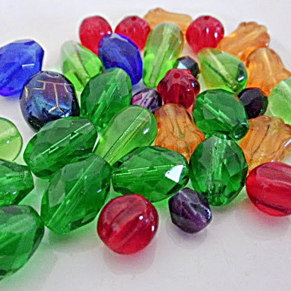 Bead Soup, 32 Czech Beads, Assorted Shapes and Sizes, Jewelry Making Supplies, Flat Rate Shipping