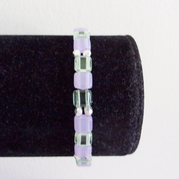 CzechMate Bracelet, 7.25 inches,  Milky Alexandrite and Peridot Glass Beads, Gift Boxed, June Birthstone, One-of-a-kind