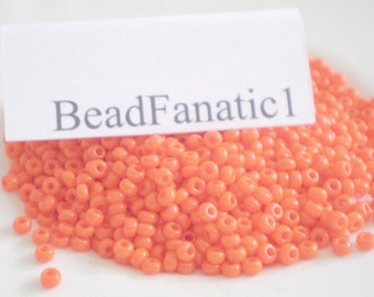 10/0 Orange Czech Seed Beads, 13 grams, Jewry Making Supplies, Flat Rate Shipping, Destash Beads, New Old Stock