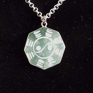 Burmese Jade Yin Yang Pendant Necklace, Double-sided Gemstone Pendant on Chain, Gift Boxed, One-of-a-kind, Free Shipping