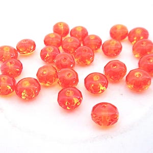 Czech Beads: Orange Fire Opal, 4 x 7 mm Rondelles, 25 Count